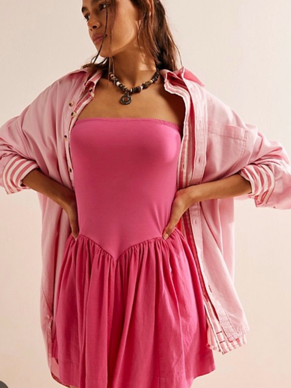 Free People Onda-drop waist mini dress - hot pink